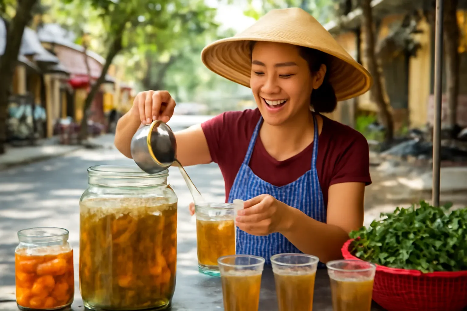 Nước uống truyền thống ngày hè: nước vối, sâm, sắn dây, rau má, sấu ngâm